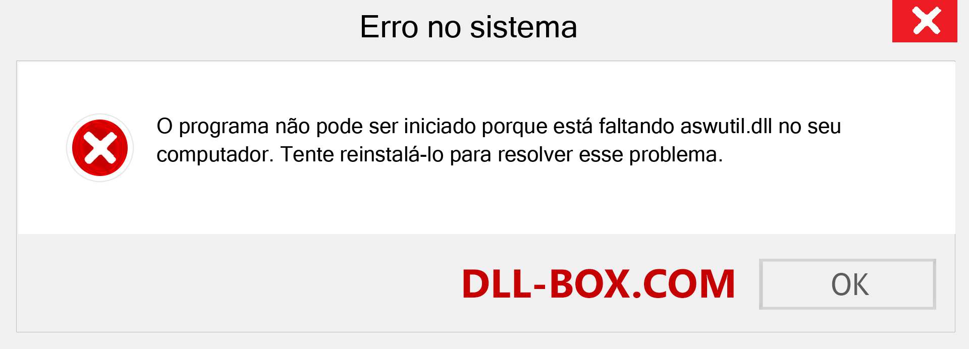 Arquivo aswutil.dll ausente ?. Download para Windows 7, 8, 10 - Correção de erro ausente aswutil dll no Windows, fotos, imagens